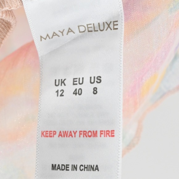 Maya Puff Sleeve Organza Mini Dress Size 8 Pastel Multi Floral Tiered Fairycore - Picture 9 of 15